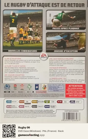 Rugby 06 Computer, France box back