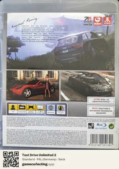 Test Drive Unlimited 2 PlayStation 3, Germany box back