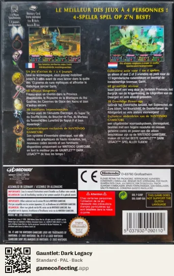 Gauntlet: Dark Legacy Nintendo GameCube, PAL box back