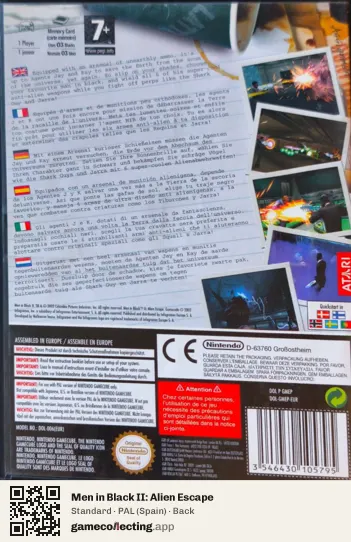 Men in Black II: Alien Escape Nintendo GameCube, Spain box back
