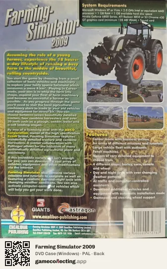 Farming Simulator 2009 Computer, PAL box back