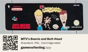 MTV's Beavis and Butt-Head Super Nintendo Entertainment System, PAL cartridge label