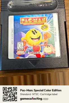 Pac-Man: Special Color Edition Game Boy Color, NTSC cartridge label