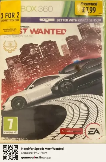 Need for Speed: Most Wanted Xbox 360, PAL box front