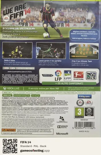 FIFA 14 Xbox 360, PAL box back