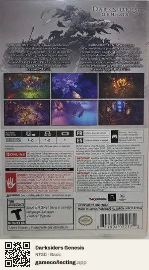 Darksiders Genesis Nintendo Switch, NTSC box back