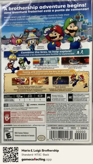 Mario & Luigi: Brothership Nintendo Switch, NTSC box back