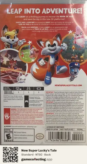 New Super Lucky's Tale Nintendo Switch, NTSC box back