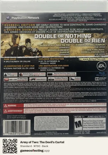 Army of Two: The Devil's Cartel PlayStation 3, NTSC box back