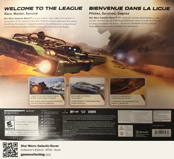 Star Wars: Galactic Racer Xbox Series X, NTSC box back