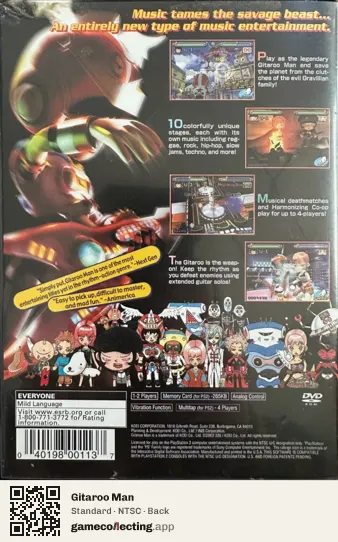 Gitaroo Man PlayStation 2, NTSC box back