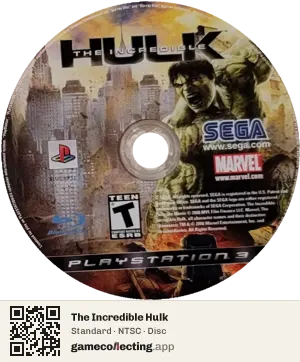 The Incredible Hulk PlayStation 3, NTSC disc