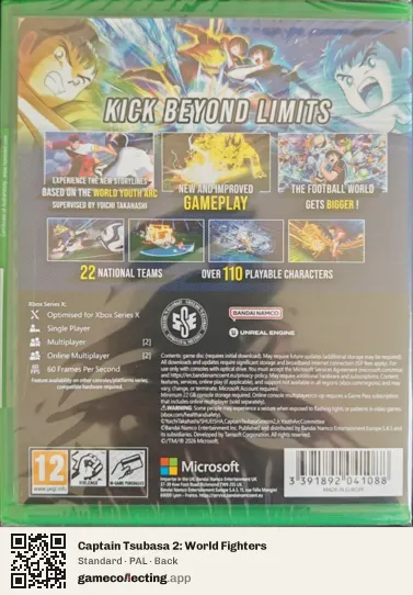 Captain Tsubasa 2: World Fighters Xbox Series X, PAL box back