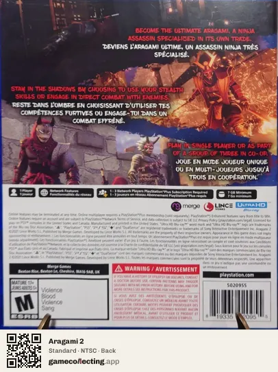 Aragami 2 PlayStation 5, NTSC box back