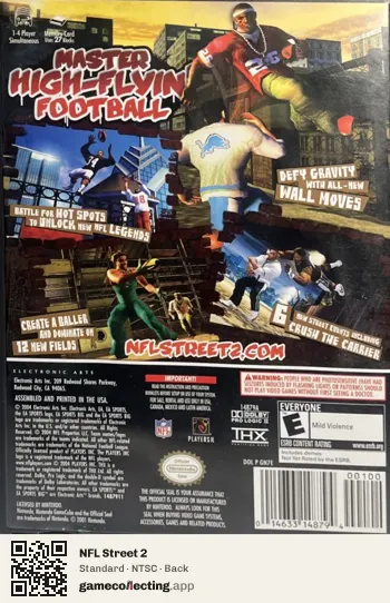 NFL Street 2 Nintendo GameCube, NTSC box back