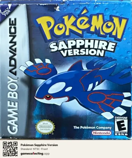 Pokémon Sapphire Version Game Boy Advance, NTSC box front