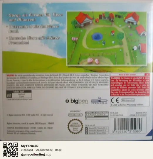 My Farm 3D Nintendo 3DS, Germany box back