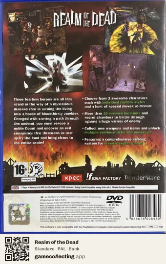 Realm of the Dead PlayStation 2, PAL box back