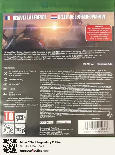 Mass Effect Legendary Edition Xbox Series X, PAL box back