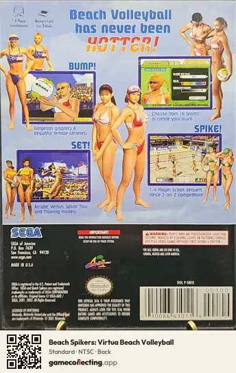 Beach Spikers: Virtua Beach Volleyball Nintendo GameCube, NTSC box back