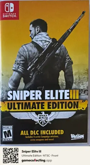 Sniper Elite III Nintendo Switch, NTSC box front