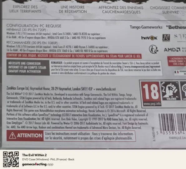 The Evil Within 2 Computer, France box back