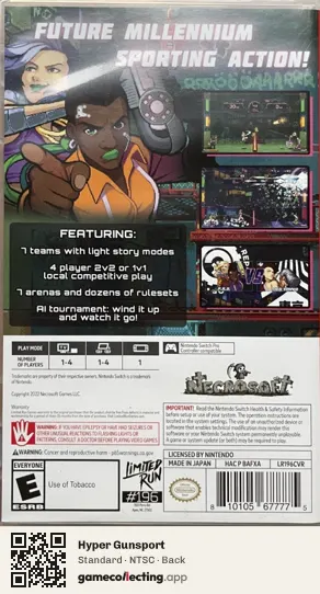 Hyper Gunsport Nintendo Switch, NTSC box back