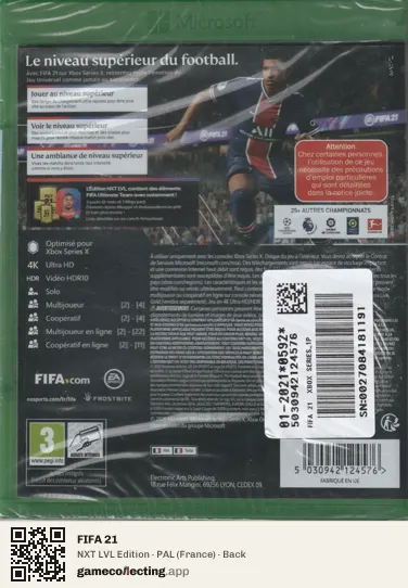FIFA 21 Xbox Series X, France box back