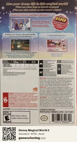 Disney Magical World 2 Nintendo Switch, NTSC box back