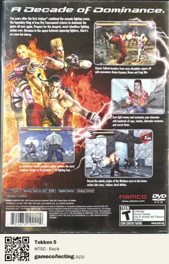 Tekken 5 PlayStation 2, NTSC box back