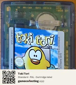 Toki Tori Game Boy Color, PAL cartridge label