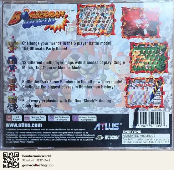 Bomberman World PlayStation, NTSC box back