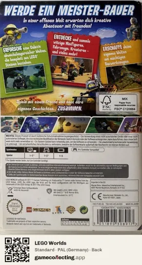 LEGO Worlds Nintendo Switch, Germany box back