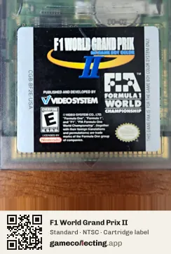 F1 World Grand Prix II Game Boy Color, NTSC cartridge label