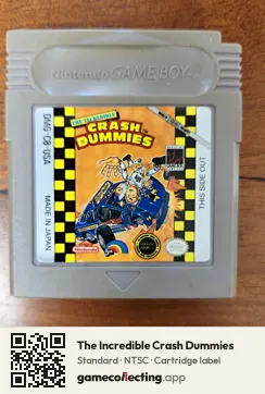 The Incredible Crash Dummies Game Boy, NTSC cartridge label
