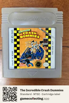 The Incredible Crash Dummies Game Boy, NTSC cartridge label