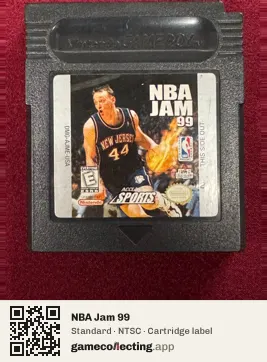 NBA Jam 99 Game Boy Color, NTSC cartridge label