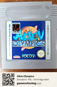 Alien Olympics Game Boy, PAL cartridge label