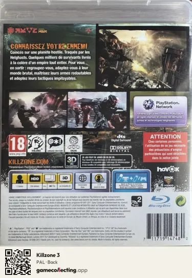 Killzone 3 PlayStation 3, PAL box back