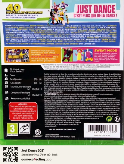 Just Dance 2021 Xbox One, France box back