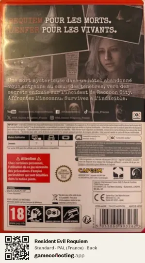 Resident Evil Requiem Nintendo Switch 2, France box back