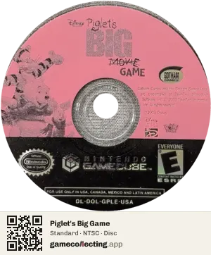 Piglet's Big Game Nintendo GameCube, NTSC disc