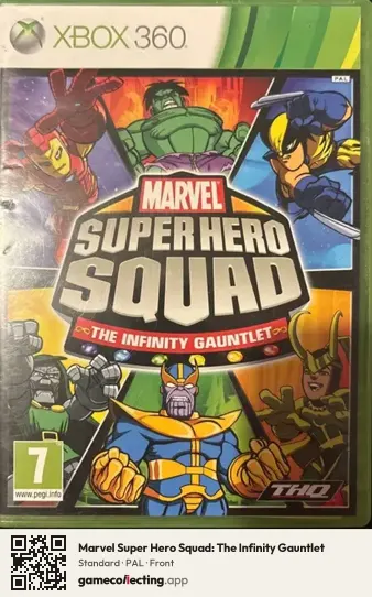 Marvel Super Hero Squad: The Infinity Gauntlet Xbox 360, PAL box front