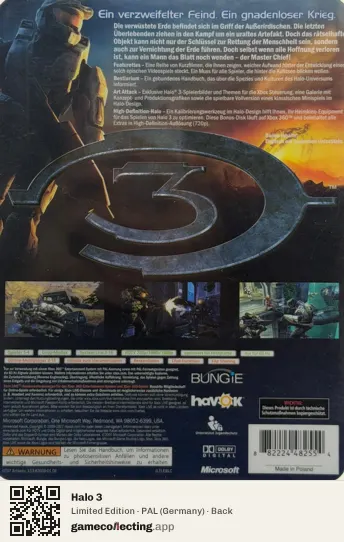 Halo 3 Xbox 360, Germany box back