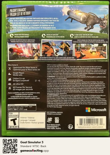 Goat Simulator 3 Xbox Series X, NTSC box back
