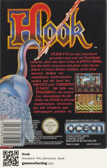 Hook Nintendo Entertainment System, Germany box back