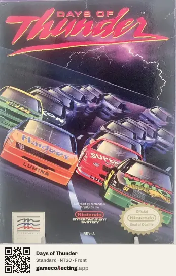 Days of Thunder Nintendo Entertainment System, NTSC box front