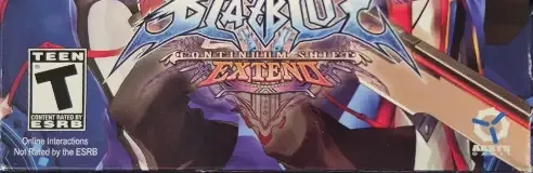 BlazBlue: Continuum Shift Extend, the ESRB box on its front