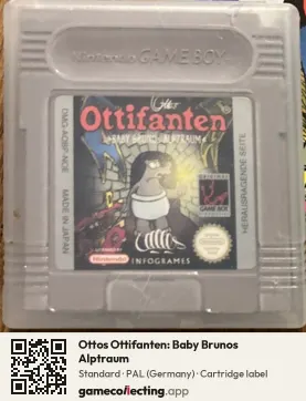 Ottos Ottifanten: Baby Brunos Alptraum Game Boy, PAL cartridge label