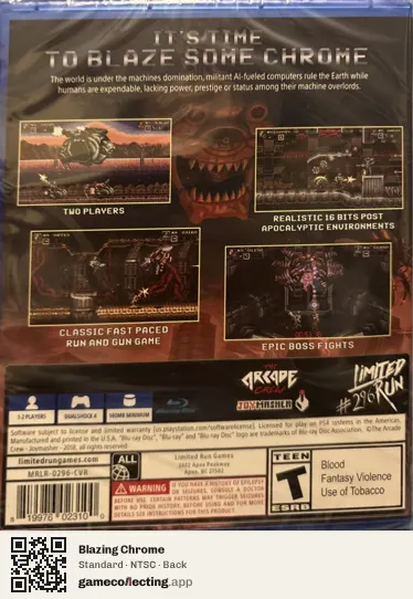 Blazing Chrome PlayStation 4, NTSC box back